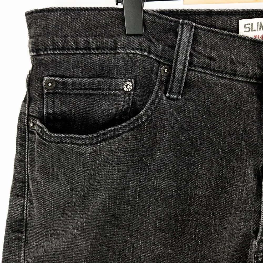 Levi's 514 Slim Straight Jeans Men's 38x30 Black Textured Stretch Denim